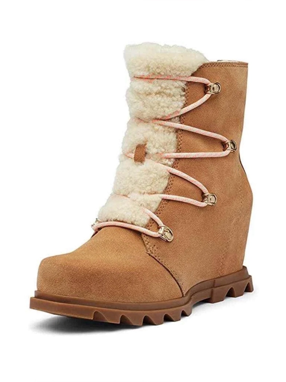 Women’s Tan Shearling Lined Wedge Ankle Boot